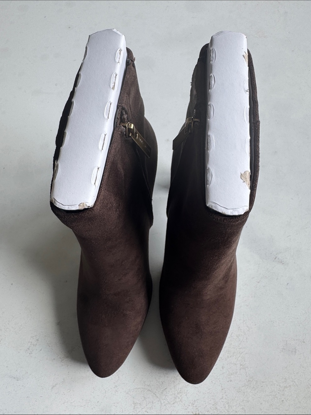 Anne Klein Dark Brown Suede Pointed Toe Ankle Boots